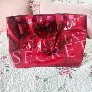 Victoria's Secret Glossy Red and Pink Tote
